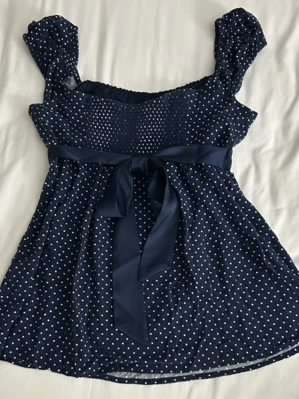 Hollister Navy Polka Dot Babydoll top - Picture 2 of 2